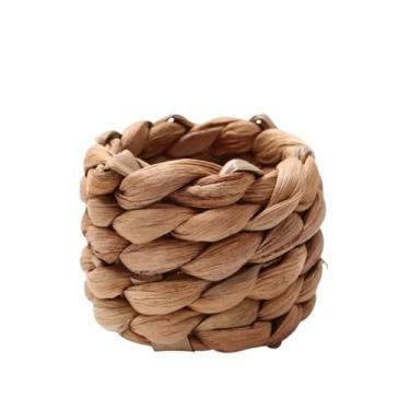 Imagem de Anéis de guardanapo redondos 1/6/12 peças de anéis de guardanapo de agrião tecidos à mão decorações de mesa de Natal (1 peça)