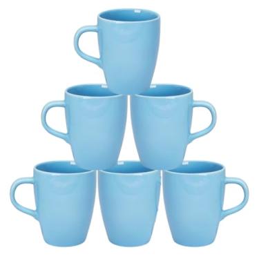 Imagem de Kit de 6 Canecas de Porcelana 230ml – Ideal para Café, Chá, Cantinho do Café, Recepções e Presente (6 Azul)