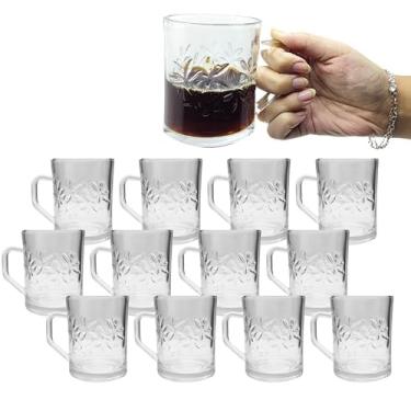 Imagem de Jogo de 12 Xícaras-Canecas de Vidro Transparente 250ml com Alça – Ideal para Café, Chá, Festa, Churrasco e Bar (Rosa 240ml)