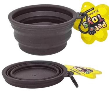 Imagem de Comedouro Bebedouro Retrátil para Cães e Gatos 400 ml Preto - Pet Toys