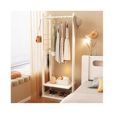 Imagem de Cabide de canto de madeira maciça para corredor piso quarto cabide de roupas domésticas rack de canto pequeno rack de casaco de apartamento rack de armazenamento suporte de chapéu (branco)