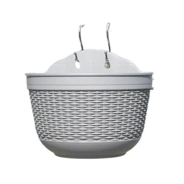 Imagem de Vaso de flores montado na parede imitação de vime tecelagem criativa plantador de flores jardim sem gelo cesta suspensa varanda de quintal (cinza)