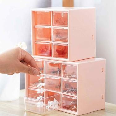 Imagem de Organizador de armazenamento de mesa com 9 gavetas, organizador de gaveta multiuso de plástico para artigos de papelaria, maquiagem, joias, artigos diversos, à prova de poeira