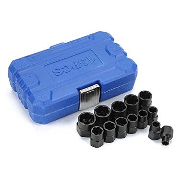 Imagem de Kit de ferramentas para remoção parafusos porcas e danificados 13 peças Conjunto Dentes corte espiral agarre Liga duro Robusto Resistente Longa durabilidade Acionamento soquete chave métrica Armazenam