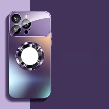 Imagem de Capa fosca metálica de titânio para iPhone 17 Air 16 15 14 13 12 11 Pro Max Plus, proteção para lente e câmera, roxa, para iPhone 16 Pro