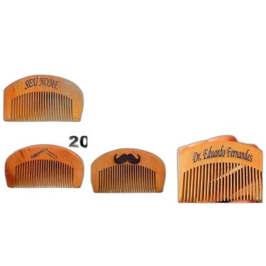Imagem de Pente De Bolso De Madeira Curvo Barba Cabelo Bigode Gravação