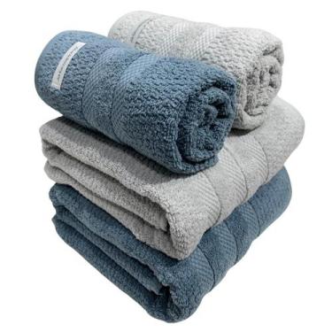 Imagem de Kit 4 Toalhas Buddemeyer Vanilla Extra Soft Azul e Cinza 2 banho e 2 r