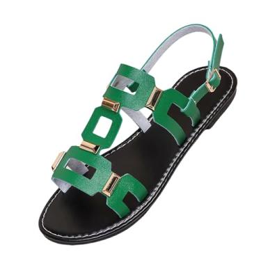 Imagem de Sapatos femininos de bico quadrado com salto inferior grosso, tamanho 36 EU com 23 cm de comprimento do pé, Verde, 34