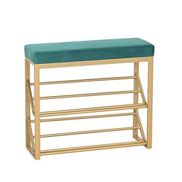 Imagem de Prateleira de sapato, organizador de sapato, sapateira para entrada, banco de sapato de 2 níveis para armário, organizador de armazenamento de prateleira de sapatos de metal para sala de estar