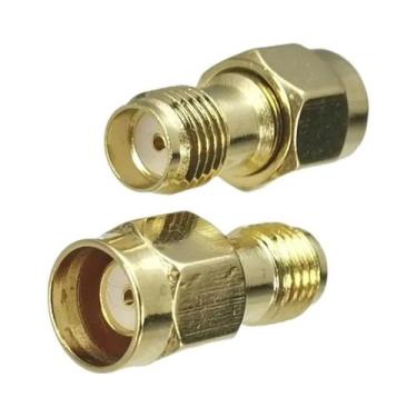 Imagem de Adaptador Coaxial RF SMA RP-SMA Macho Para Fêmea Com Conector De Latão