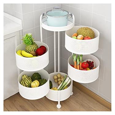 Imagem de Unidade de armazenamento de cozinha carrinho de servir redondo com cestas ocas giratórias prateleira utilitária rack de armazenamento de frutas e vegetais para banheiro sala de estar (tamanho: pia de