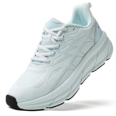 Imagem de TSIODFO Tênis de corrida feminino, leve, academia, treino, caminhada, C05 Azul, 36