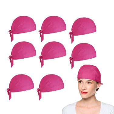 Imagem de Bandana Rosa Chef de Cozinha Touca Unissex Ajustavel 10un