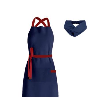 Imagem de Avental e Faixa de Cabelo Azul Marinho Chef Cozinha Bistro