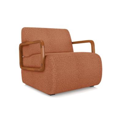 Imagem de Poltrona Sala De Estar Braço De Madeira Hellen Bouclê K01 - D'rossi Cor Terracota