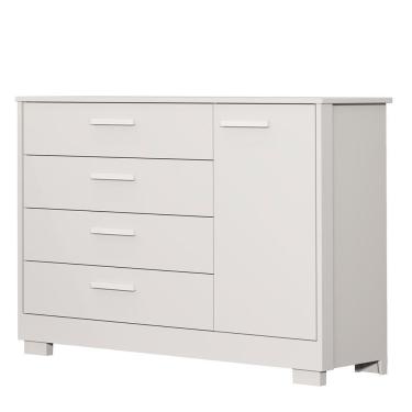 Imagem de Cômoda Infantil Zaki 1 Porta E 4 Gavetas Branco Fosco - Reller Móveis Branco Fosco