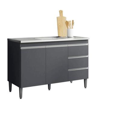 Imagem de Balcão Gabinete De Pia Para Cozinha Sem Tampo 120cm Andréia Cinza Fosco- Mabe Magazine