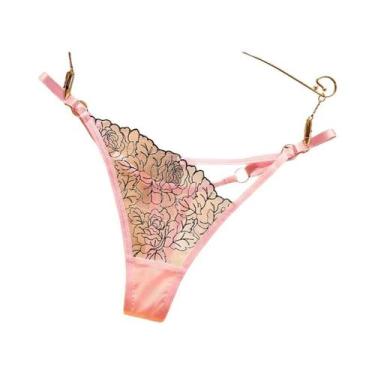 Imagem de Calcinhas G-String Transparentes Com Renda Floral Sexy Para Mulheres, 
