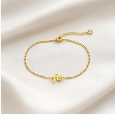 Imagem de Pulseira Fé Lisa folheado a ouro 18K - Deitos Joias