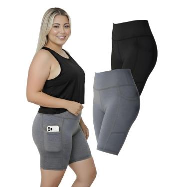 Imagem de Kit 2 Bermudas Fitness Bolsos Laterais Plus Size-Feminino