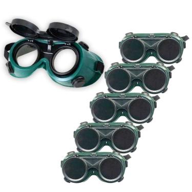Imagem de Oculos De Solda Kit 5 Uni EPI Mascara De Protecao Equipamento Profissional Articulavel Dupla Lente Soldador Com Filtro
