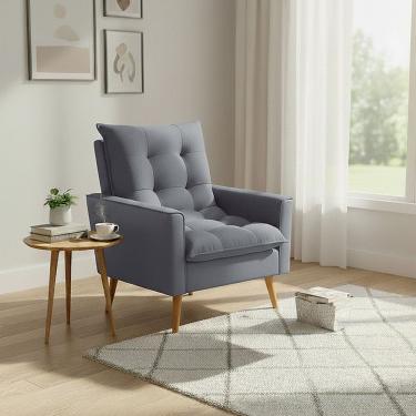 Imagem de Poltrona Sala 92cm Visual Estofado Macio e Elegância Contemporânea para Sua Sala Cinza Claro Ester