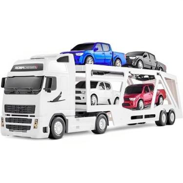 Imagem de Brinquedo Caminhão Carreta Cegonheira Gigante Diesel Rx Branco 1308 Ro