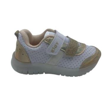 Imagem de Tênis Menina Pisca-Pisca Led Kidy Branco com Dourado 351104 - Branco 31-Feminino