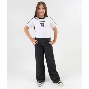 Imagem de Calça Juvenil Jeans Wide Leg Marisa Tam 10 a 16 Preto-77119, Jeans pre