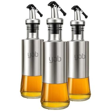 Imagem de Kit 3 Galheteiro Porta Azeite Vinagre Em Inox E Vidro 300ml - Yab, YAB