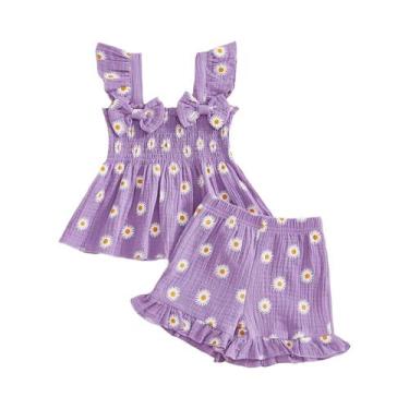 Imagem de Conjunto De Roupas De Praia Para Meninas Com Estampa Floral De Verão, 