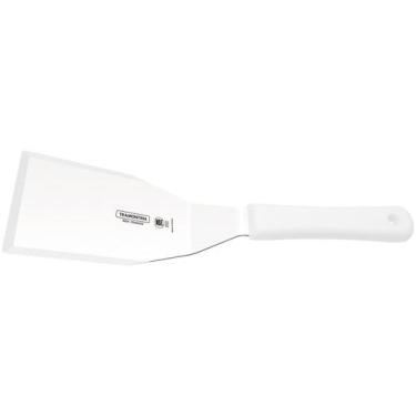 Imagem de Espátula Para Hambúrguer 6"x3" Tramontina Em Aço Inox E Cabo Branco Tr