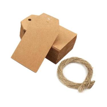 Imagem de Etiquetas De Preço Pequenas Em Papel Kraft 100un. Para Casamento, Aniv