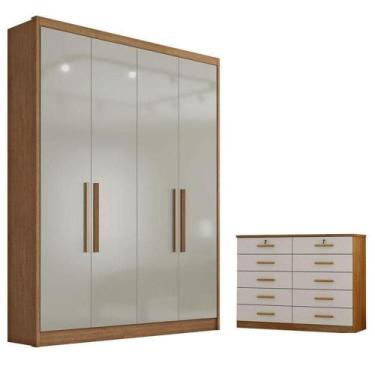 Imagem de Guarda Roupa Solteiro Sevilha Com Nicho E Gaveteiro Milão Com Chave Cu