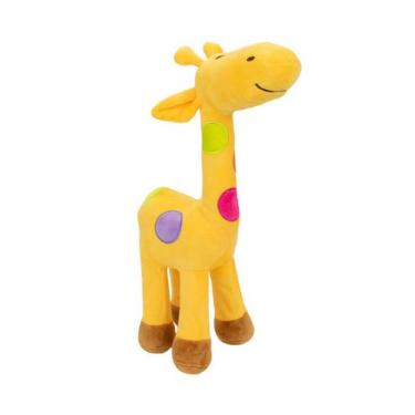 Imagem de Girafa Amarela Com Pintas Coloridas 34cm Pelúcia - Fofy