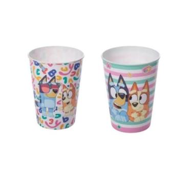 Imagem de Kit 2 Copos Infantil Bluey 320ml Estampas Variadas em Plástico BPA Fre