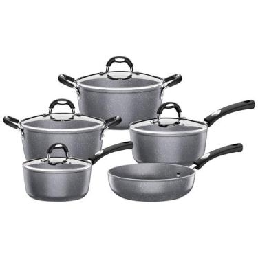 Imagem de Jogo de Panelas Tramontina Antiaderente Starflon Premium Alumínio Cinz