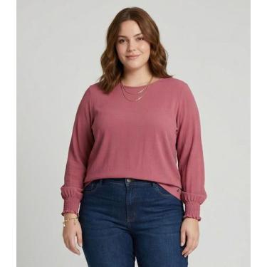 Imagem de Blusa Manga Longa Lastex Plus Size Secret Glam Vermelho, Plus G2, Verm