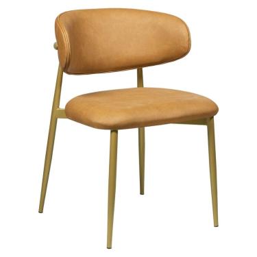 Imagem de Cadeira Moderna Estofada Confortável Sala Jantar Gourmet Navy Dourada / Couro Ecológico Durango Kaki