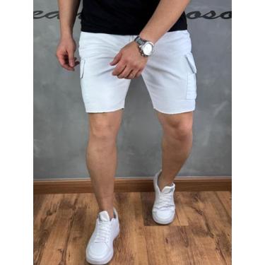 Imagem de Bermuda Branca Tradicional Masculina Com Algodão - JST Jeans, Cargo, 4