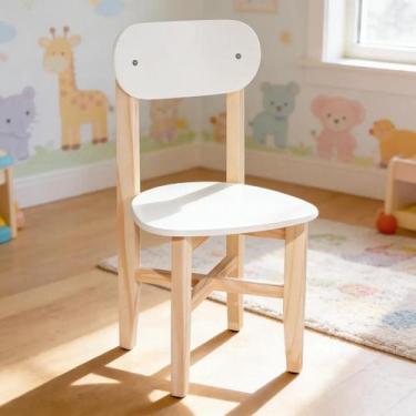 Imagem de Cadeira Infantil Colorê Pés em Madeira Pinos e Assento MDF Cor:Rosê - 