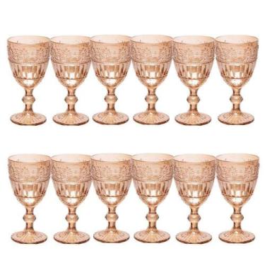 Imagem de Jogo 12 Taça De Cristal Ecológico Para água E Suco Mauve 320ml âmbar W
