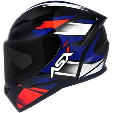 Imagem de Capacete Asx City Start Preto Brilhante Com Vermelho Azul Esportivo Mo