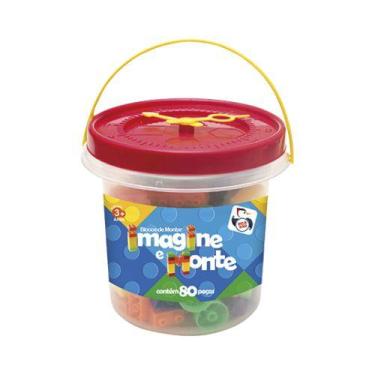Imagem de Bloco de Montar Imagine e Monte 80 Peças Picapau  Brinquedo Educativo 