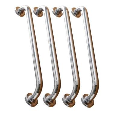 Imagem de Barra Alça Corrimao Apoio 80cm Inox Kit 4 Uni Acessibilidade Banheiro 