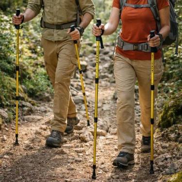 Imagem de Bastão Caminhada Trilha Anti Shock Amortecedor Regulável Trekking Anda