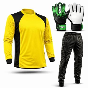 Imagem de Kit Goleiro Juvenil Camisa + Calça Acolchoada + Luva De Goleiro Penalty-Unissex