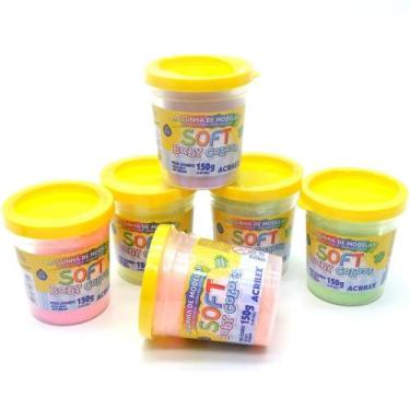 Imagem de Kit Massinha de Modelar Soft Baby Colors Acrilex - 6 Cores - 900g
