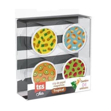 Imagem de Prendedor de Papel Magnético Tropical 4 Unidades Tris