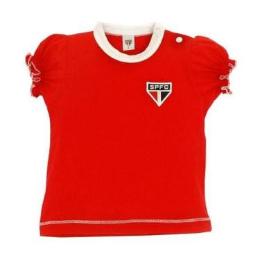 Imagem de Baby Look São Paulo Feminina Vermelha Oficial - Revedor, P, Vermelho
